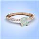 4 - Aurin 7x5 mm Oval Opal and Round Diamond Engagement Ring 