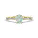 1 - Aurin 7x5 mm Oval Opal and Round Diamond Engagement Ring 