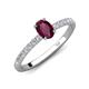 5 - Aurin 7x5 mm Oval Rhodolite Garnet and Round Diamond Engagement Ring 