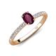 5 - Aurin 7x5 mm Oval Rhodolite Garnet and Round Diamond Engagement Ring 