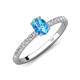 5 - Aurin 7x5 mm Oval Blue Topaz and Round Diamond Engagement Ring 