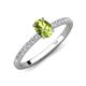 5 - Aurin 7x5 mm Oval Peridot and Round Diamond Engagement Ring 