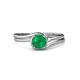 4 - Elena Signature 5.50 mm Round Emerald Bypass Solitaire Engagement Ring 