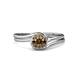 4 - Elena Signature 5.50 mm Round Smoky Quartz Bypass Solitaire Engagement Ring 