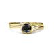 4 - Elena Signature 5.50 mm Round Black Diamond Bypass Solitaire Engagement Ring 