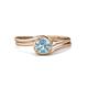 4 - Elena Signature 5.50 mm Round Aquamarine Bypass Solitaire Engagement Ring 