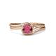 4 - Elena Signature 5.50 mm Round Rhodolite Garnet Bypass Solitaire Engagement Ring 