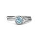 4 - Elena Signature 5.50 mm Round Aquamarine Bypass Solitaire Engagement Ring 