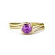 4 - Elena Signature 5.50 mm Round Amethyst Bypass Solitaire Engagement Ring 
