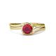4 - Elena Signature 5.50 mm Round Ruby Bypass Solitaire Engagement Ring 