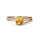 4 - Elena Signature 5.50 mm Round Citrine Bypass Solitaire Engagement Ring 