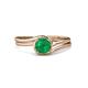 4 - Elena Signature 5.50 mm Round Emerald Bypass Solitaire Engagement Ring 