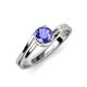 5 - Elena Signature 5.50 mm Round Tanzanite Bypass Solitaire Engagement Ring 