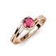 5 - Elena Signature 5.50 mm Round Pink Tourmaline Bypass Solitaire Engagement Ring 