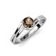 5 - Elena Signature 5.50 mm Round Smoky Quartz Bypass Solitaire Engagement Ring 