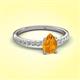 3 - Aurin 7x5 mm Pear Citrine and Round Diamond Engagement Ring 