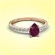 3 - Aurin 7x5 mm Pear Rhodolite Garnet and Round Diamond Engagement Ring 