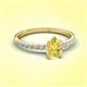3 - Aurin 7x5 mm Pear Yellow Sapphire and Round Diamond Engagement Ring 