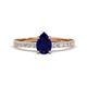 1 - Aurin 7x5 mm Pear Blue Sapphire and Round Diamond Engagement Ring 