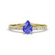 1 - Aurin 7x5 mm Pear Tanzanite and Round Diamond Engagement Ring 