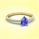 3 - Aurin 7x5 mm Pear Tanzanite and Round Diamond Engagement Ring 