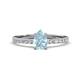 1 - Aurin 7x5 mm Pear Aquamarine and Round Diamond Engagement Ring 