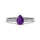 1 - Aurin 7x5 mm Pear Amethyst and Round Diamond Engagement Ring 