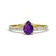 1 - Aurin 7x5 mm Pear Amethyst and Round Diamond Engagement Ring 
