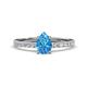1 - Aurin 7x5 mm Pear Blue Topaz and Round Diamond Engagement Ring 
