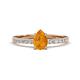 1 - Aurin 7x5 mm Pear Citrine and Round Diamond Engagement Ring 