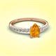 3 - Aurin 7x5 mm Pear Citrine and Round Diamond Engagement Ring 