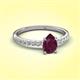 3 - Aurin 7x5 mm Pear Rhodolite Garnet and Round Diamond Engagement Ring 