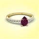 3 - Aurin 7x5 mm Pear Rhodolite Garnet and Round Diamond Engagement Ring 