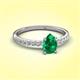 3 - Aurin 7x5 mm Pear Emerald and Round Diamond Engagement Ring 