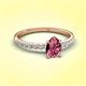 3 - Aurin 7x5 mm Pear Pink Tourmaline and Round Diamond Engagement Ring 