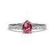 1 - Aurin 7x5 mm Pear Pink Tourmaline and Round Diamond Engagement Ring 