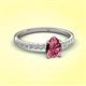 3 - Aurin 7x5 mm Pear Pink Tourmaline and Round Diamond Engagement Ring 