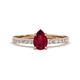1 - Aurin 7x5 mm Pear Ruby and Round Diamond Engagement Ring 
