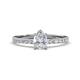 1 - Aurin 7x5 mm Pear White Sapphire and Round Diamond Engagement Ring 