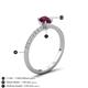 5 - Aurin 7x5 mm Pear Rhodolite Garnet and Round Diamond Engagement Ring 