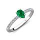 4 - Aurin 7x5 mm Pear Emerald and Round Diamond Engagement Ring 