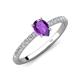 4 - Aurin 7x5 mm Pear Amethyst and Round Diamond Engagement Ring 