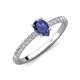 4 - Aurin 7x5 mm Pear Iolite and Round Diamond Engagement Ring 