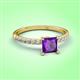 3 - Aurin 6.00 mm Princess Amethyst and Diamond Engagement Ring 