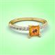 3 - Aurin 6.00 mm Princess Citrine and Diamond Engagement Ring 