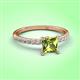 3 - Aurin 6.00 mm Princess Peridot and Diamond Engagement Ring 
