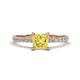 1 - Aurin 6.00 mm Round Lab Created Yellow Sapphire and Diamond Engagement Ring 