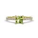 1 - Aurin 6.00 mm Princess Peridot and Diamond Engagement Ring 