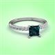 3 - Aurin 6.00 mm Princess London Blue Topaz and Diamond Engagement Ring 