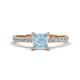 1 - Aurin 6.00 mm Princess Aquamarine and Diamond Engagement Ring 